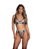 Playboy Rhinestone Fishnet Bralette and Thong Set