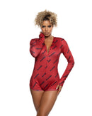 Playboy Logo Print Long-Sleeve Snap-Front Romper