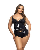 Playboy Floral Lace-Trim Cami and Boyshort Lounge Set - view 3
