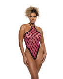 Playboy Flocked Bunny Mesh Halter Teddy