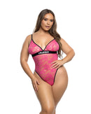 Playboy Floral Lace Plunge Thong Teddy - view 3