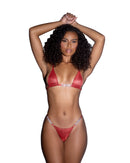 Playboy Glitter-Knit Triangle Thong Bikini - view 4