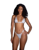 Playboy Glitter-Knit Triangle Thong Bikini
