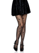 Celestial Fishnet Tights with Stars and Moons in Black