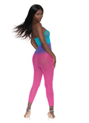 Neon Rainbow Strapless Mesh Bodystocking - view 2