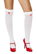White Nurse Stockings with Red Cross Detail
