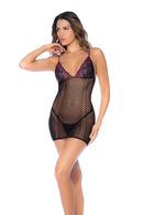 Floral Lace and Fishnet Chemise