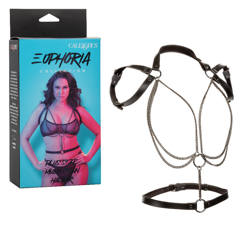 Euphoria Collection Curvy Size Multi Chain Halter in Black