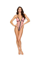 Petal Pink Lace-Up Halter Teddy