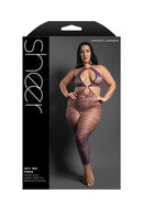 Zebra Knit Halter Footless Open-Crotch Bodystocking - view 2