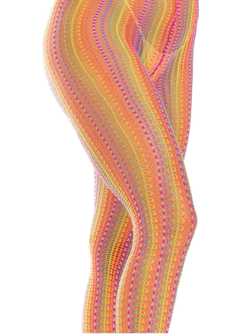 Rainbow Crochet Net Tights in Multicolor