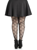Black Bow-Pattern Plus Size Fishnet Tights - view 2