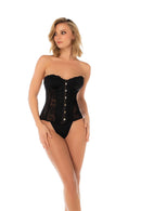 Black Strapless Lace Corset With Lace-Up Back