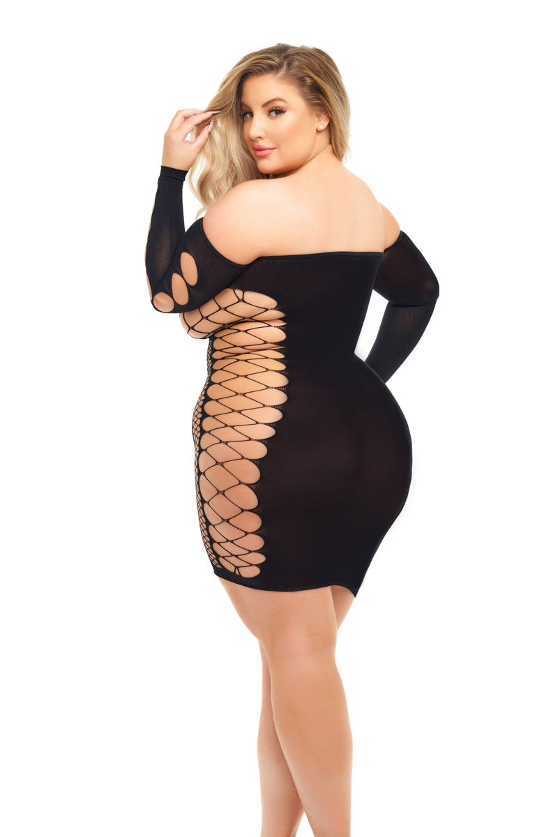 Diamond Drippin Dress in Black Curvy Size