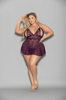 Shorty Babydoll - Queen Size - Plum ES-2183XPLUMQ