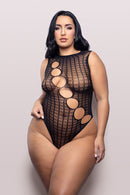 Diagonal Cutout Grid-Knit Teddy