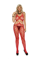 Heart Net Cutout Open-Crotch Bodystocking - view 5