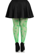 Green Clover Fishnet Tights - view 2