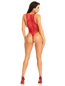 Industrial Net Snap Crotch Tank Bodysuit in Red
