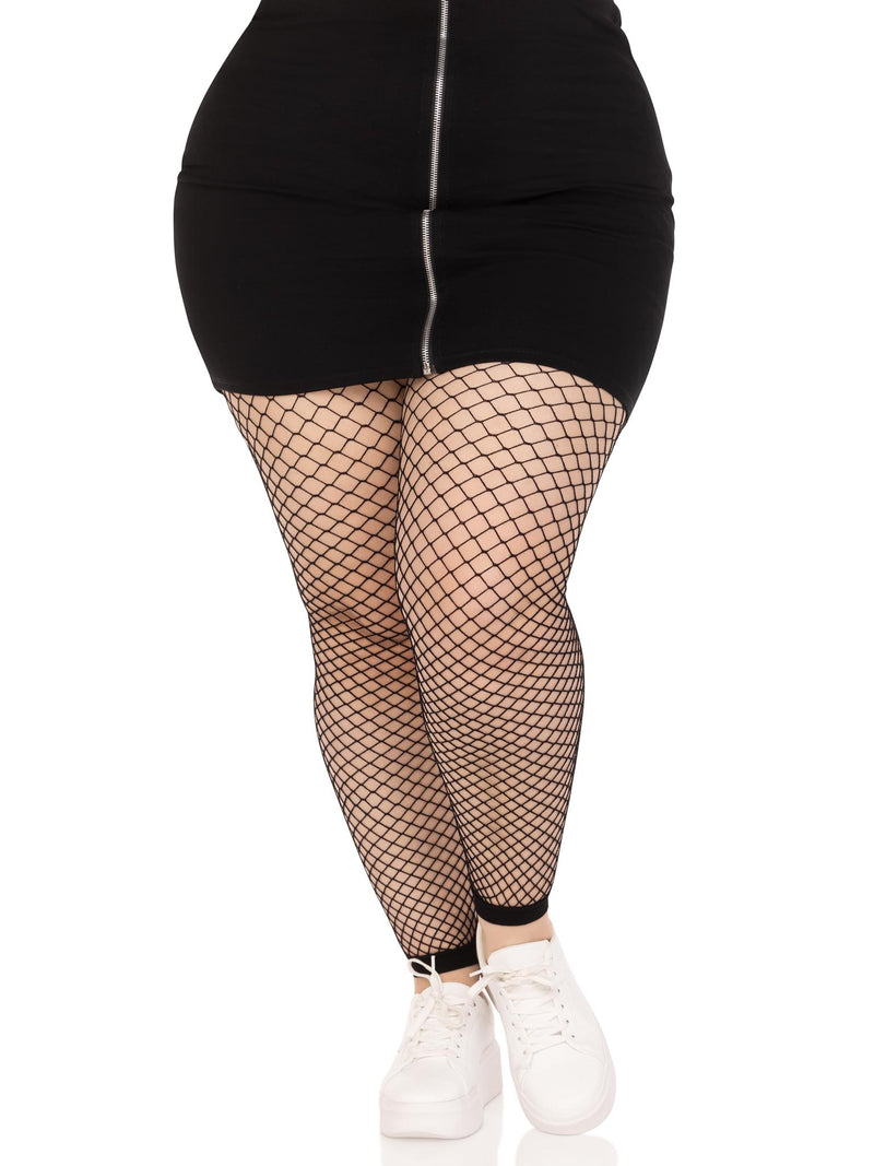 Industrial Net Footless Tights in Black Curvy Size