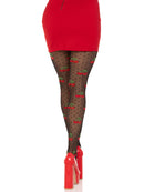 Polka Dot Cherry Tights in Black