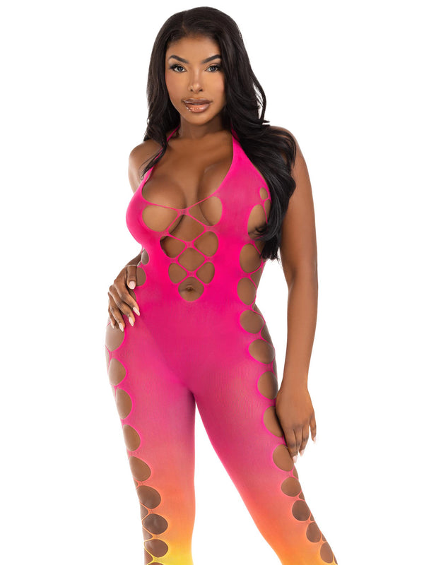 Ombre Footless Bodystocking in Sunset