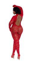 Floral Net Open-Back Gloved Bodystocking - view 2