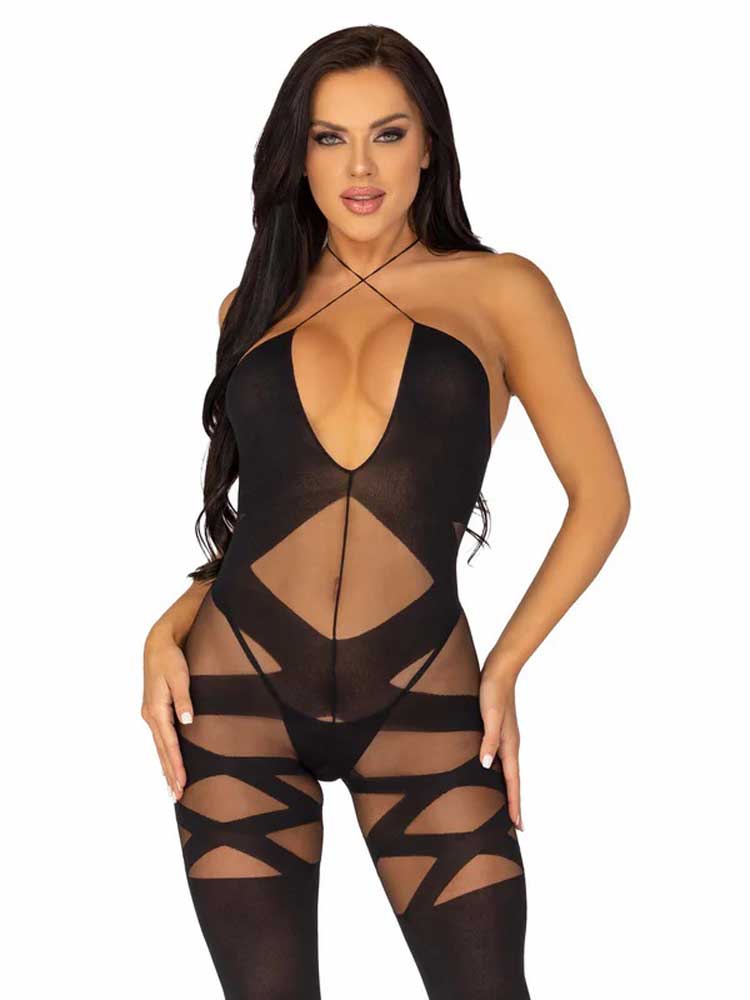 Feels Like Love Opaque Bodystocking in Black