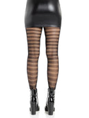 Black Striped Net Tights - view 2