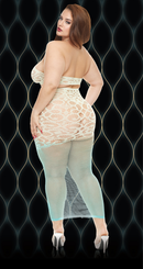Lace and Fishnet Halter Crop Top and Skirt Set - view 6