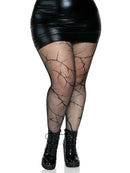Cracked Fishnet Tights in Black Curvy Size