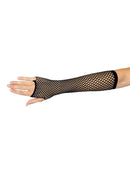 Black Elbow-Length Fishnet Fingerless Gloves - view 2