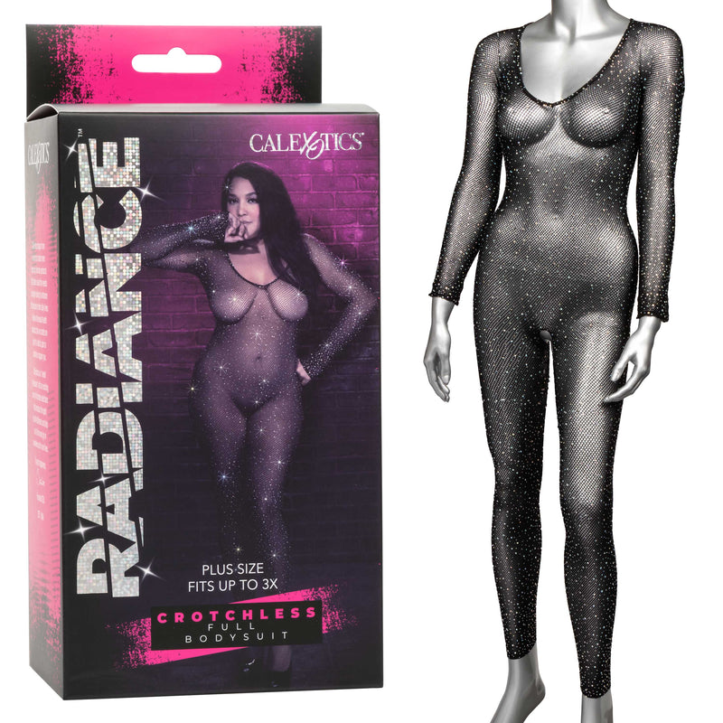 Radiance Crotchless Full Body Suit in Black Curvy Size