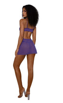 Purple Ring-Front Flyaway Babydoll Set With Panty - view 2