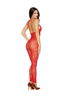 Red Rhinestone Halter Cutout Bodystocking - view 2