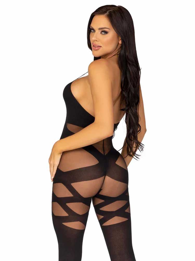 Feels Like Love Opaque Bodystocking in Black