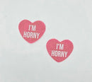 Pink Glitter "I'm Horny" Candy Heart Pasties