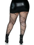 Cracked Fishnet Tights in Black Curvy Size