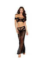 Off-Shoulder Diamond Net Bralette and Maxi Skirt Set