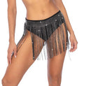 Black Rhinestone Fringe Belt