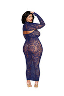 Blue Floral Net Bodystocking Gown and Shrug - view 2