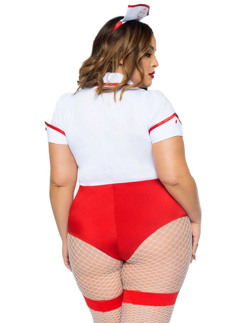 Plus Nurse Feelgood Sexy Costume in White / Red