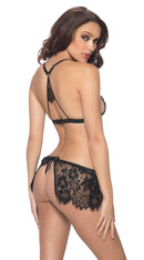 Eyelash Lace Apron Babydoll With Tie Back & G String