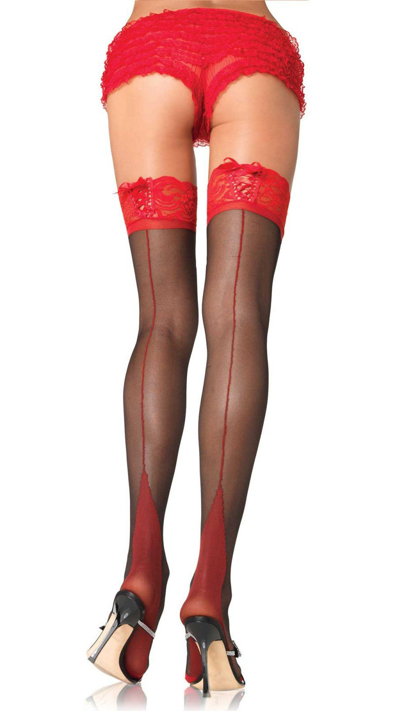 Contrast Lace Top Backseam Stocking