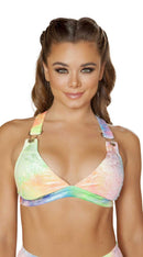 One Piece Velvet Bikini Top with Overall Buckle Detail