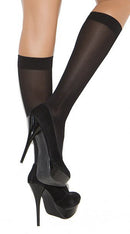 Black Opaque Knee High Stockings - ElegantStripper