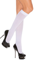 White Opaque Knee High Stockings
