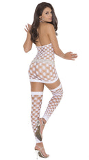Three Piece Diamond Net Mini Dress