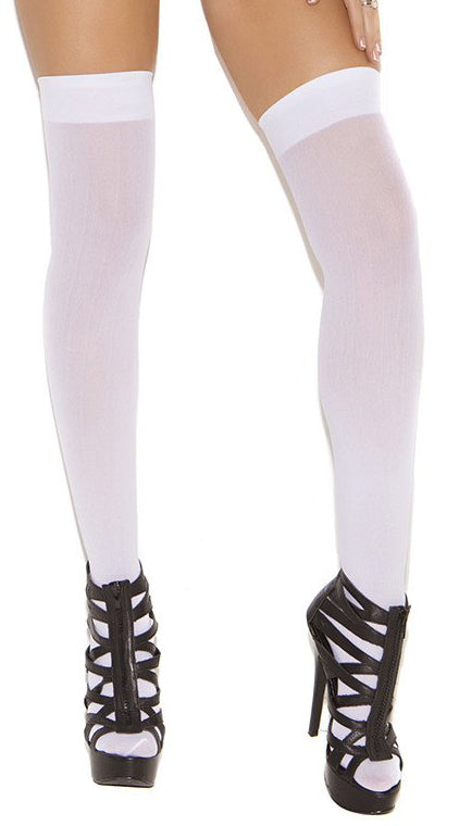 White Opaque Thigh Highs