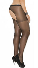 Black Sheer Crotchless Pantyhose - ElegantStripper